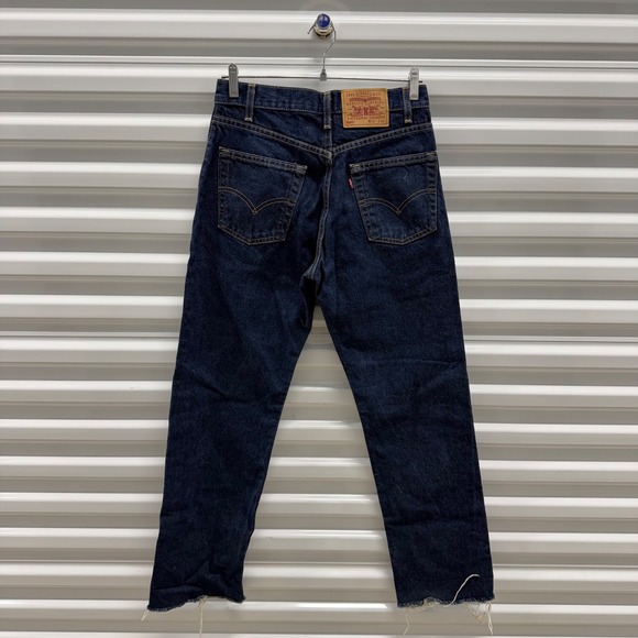 Levi Strauss Co 505 Regular Fit Straight Leg Dark Wash Denim Jeans Mens W30 L30 - Picture 6 of 8